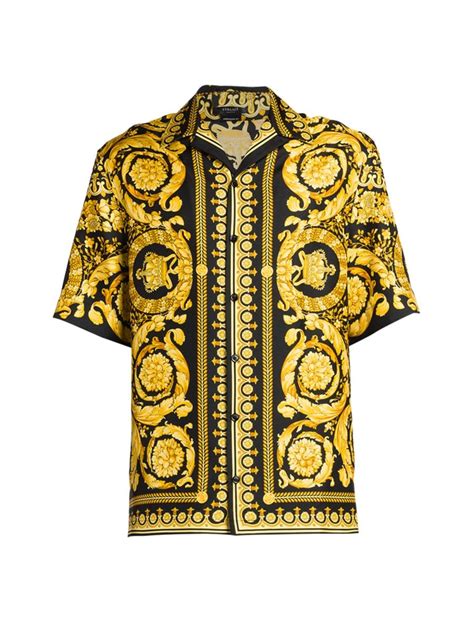 versace print shirt dress|Versace button up shirt.